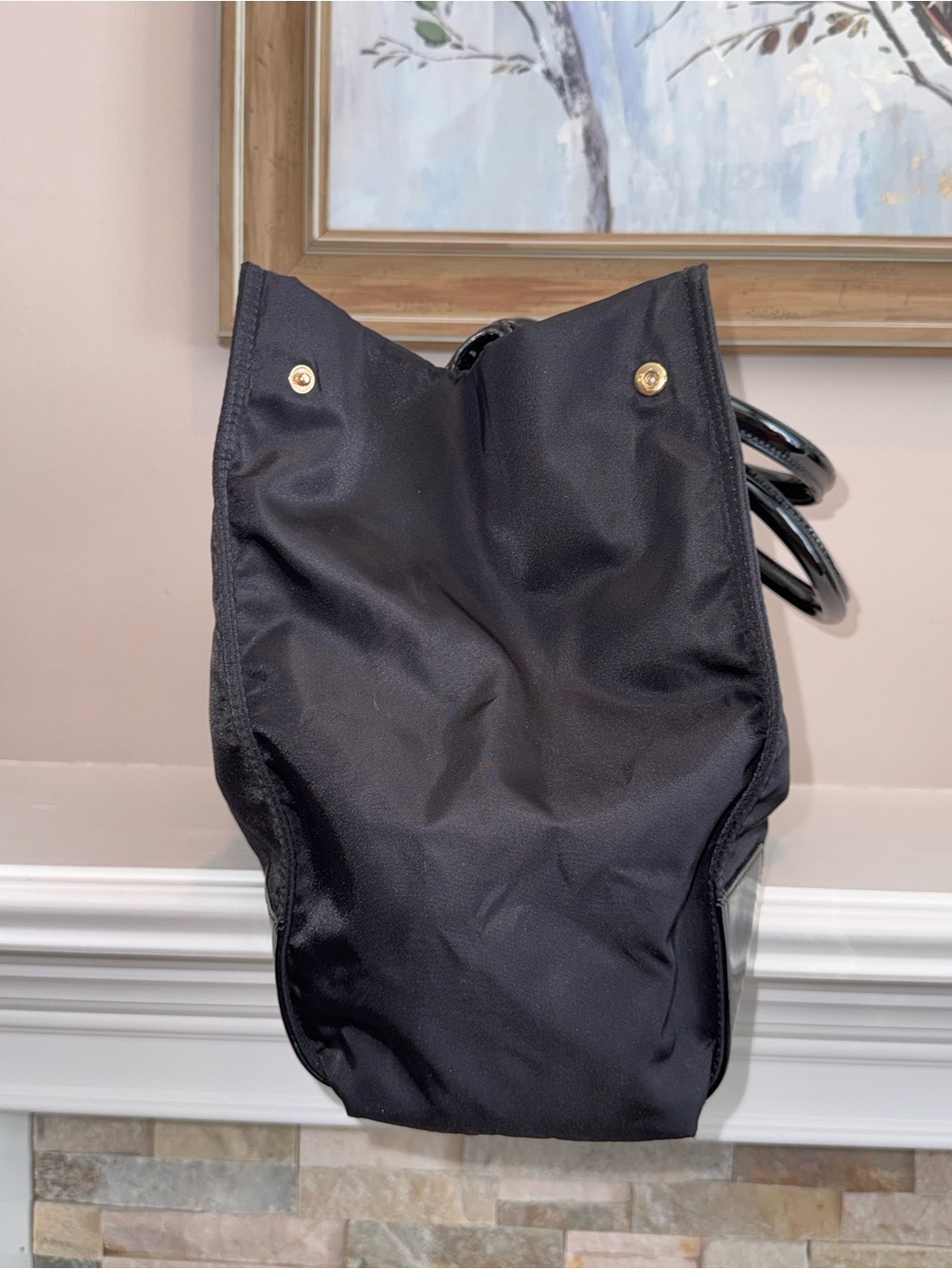 Tory Burch X2108 Black Patent Leather Nylon X-Large Tote Size 23/17x13x5 in - Picture 7 of 13